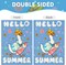 Hello Summer Garden Flags for Outside, Funny Goose with Surfboard Small Seasonal Decoration